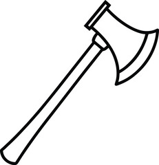 Simple line art drawing of an axe vector illustration