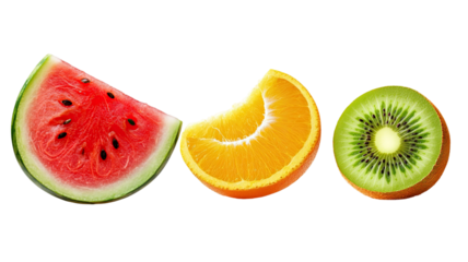 Juicy slice of ripe watermelon with red flesh and green rind isolated on white background
