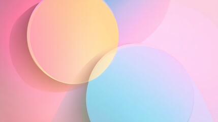 Minimalist banner background, pastel colorful, pink and yellow gradations. Circle effect style geometric, abstract background.