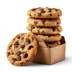 Cookie packaging with chocolate chip cookies, food style