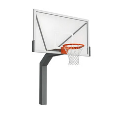 Basketball hoop with backboard and net isolated on transparent background