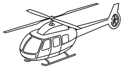 A black and white sketch of a civilian helicopter in flight