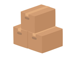 3個の積まれた段ボールのイラスト