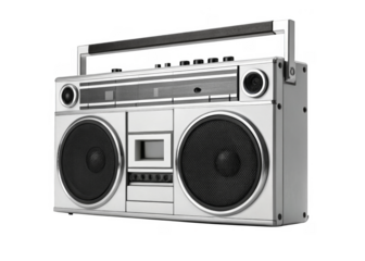 boombox radio isolated on a transparent background.	