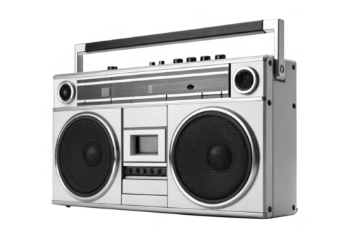 boombox radio isolated on a transparent background.	