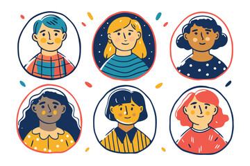 Diverse Portrait Collection: A curated collection of diverse cartoon portraits, showcasing the unique beauty and character of each individual.