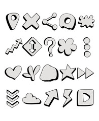 Hand drawn speech bubbles, Hand-Drawn Doodle Icons Collection.