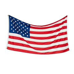 Waving american flag with stars and stripes isolated on transparent background