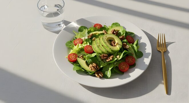Alto &aacute;ngulo de plato con alimentos y almendras de ceto dieta