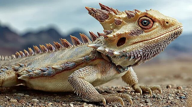 A Thorny Dragon Lizard Close-Up in its Natural Habitat, an Amazing Wildlife Shot of an Australian