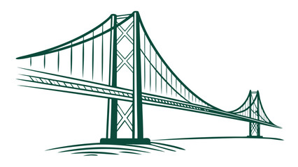 Fototapeta premium Iconic Suspension Bridge Spanning Vast Waters Connecting Distant Lands