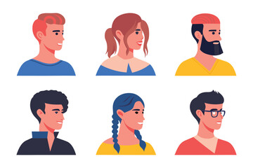 Diverse Portrait Set: Six diverse portraits showcasing various hairstyles and ethnicities.