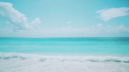 Miami Beach Vacation: Pastel Blue Turquoise Waves Lapping Shore, HD Real Scenery.