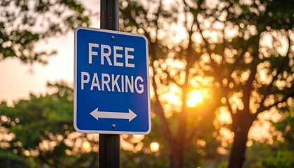 Free Parking Sign with Golden Hour Light