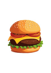 Big juicy neo burger on white background - Beef burger isolated. burger 3d design Free Photo.

