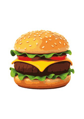 Big juicy neo burger on white background - Beef burger isolated. burger 3d design Free Photo.
