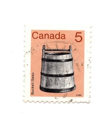 A vintage postage stamp from Canada isolated on a white background.