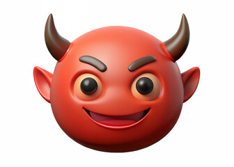 Mischievous devilish emoji with a sly smile embodying playful mischief and devilish charm on black