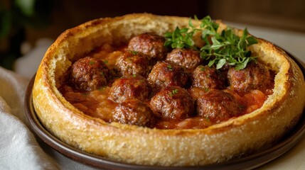 Meatballs in a hollowed-out loaf