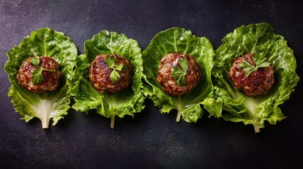 Meatballs in lettuce cups
