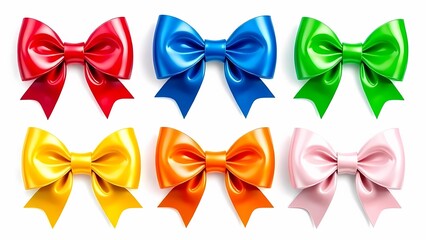 Set of glossy bows on white background 