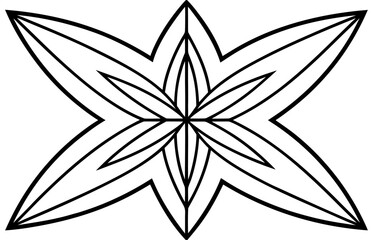 Symmetrical Floral Line Art | Decorative Motif for Crafts
