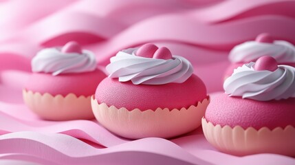 Pink cupcakes on pink background