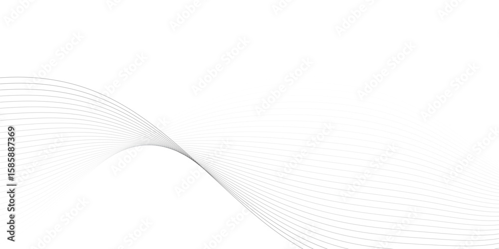 Poster thin wavy curve line vector background. curve wave seamless pattern background. black and grey wave 