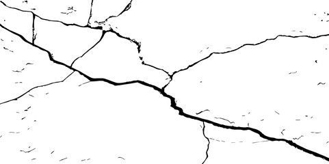 
Cracked wall texture grunge background. Earthquake effect. Vector illustration-Old cracked texture set isolated. Dry land crack texture for overlay.

