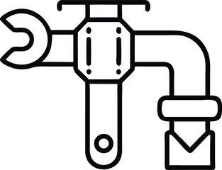 Naklejka premium Plumbing repair tool in outline style with faucet spigot illustration