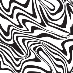  Black and white abstract wavy pattern with optical illusion effect. Bold and modern design perfect for textiles, backgrounds, posters, or psychedelic-inspired visuals.