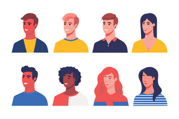 Diversity Portrait Illustration: A vibrant illustration showcasing a spectrum of individuals, celebrating the beauty of diversity. Each face, a unique portrait, captures the essence of individuality.