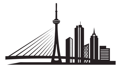 Obraz premium Iconic Cityscape with Tower and Bridge Illustration