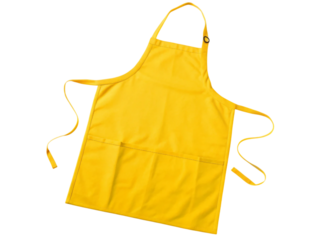 Photo of yellow fabric apron with pockets isolated on transparent background