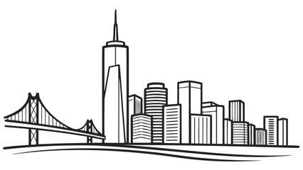 Iconic New York City Skyline and Bridge Panorama