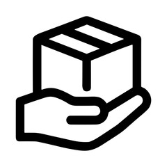 Outline Handdrawn Box On Hand Delivering Package Parcel Icon Graphic