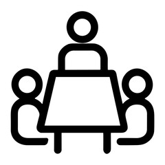 Minimalist Outline Meeting Table People Group Teamwork Icon Symbol