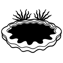 Tide Pool vector silhouette black design white background