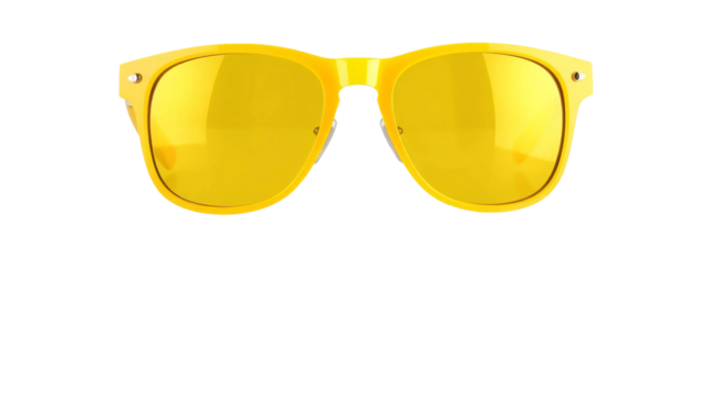 Yellow fashion sunglasses with yellow frames and lenses isolated on transparent background - Powered by Adobe