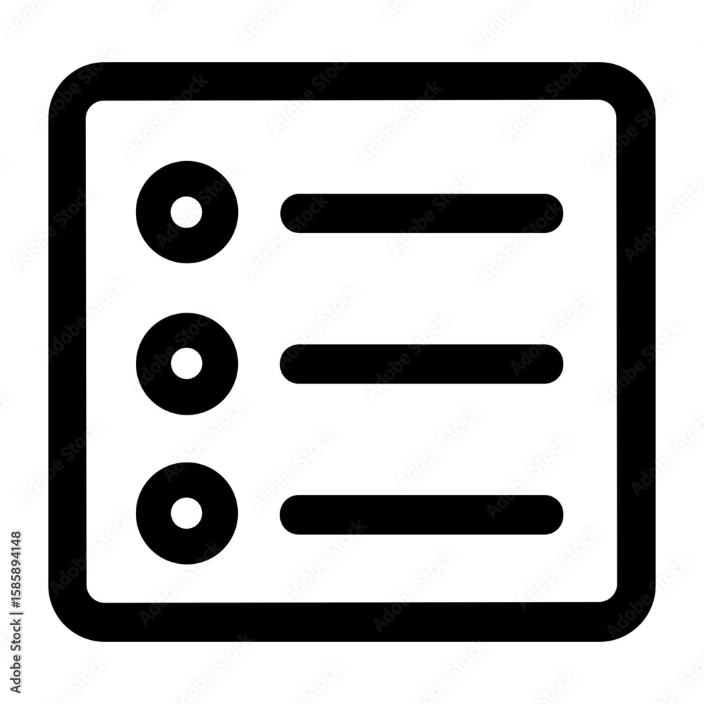 Poster simple outline rounded list menu option interface icon element