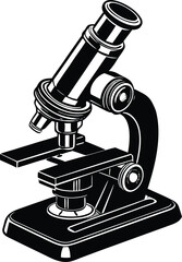 A microscope stands ready for scientific research and discovery, isolated on white background