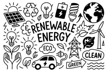 Green Living, Eco lifestyle doodles promoting sustainability and zero waste, Transparent Background