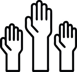Fototapeta premium Raised hands line art illustration of democratic participation, vote concept, or volunteering