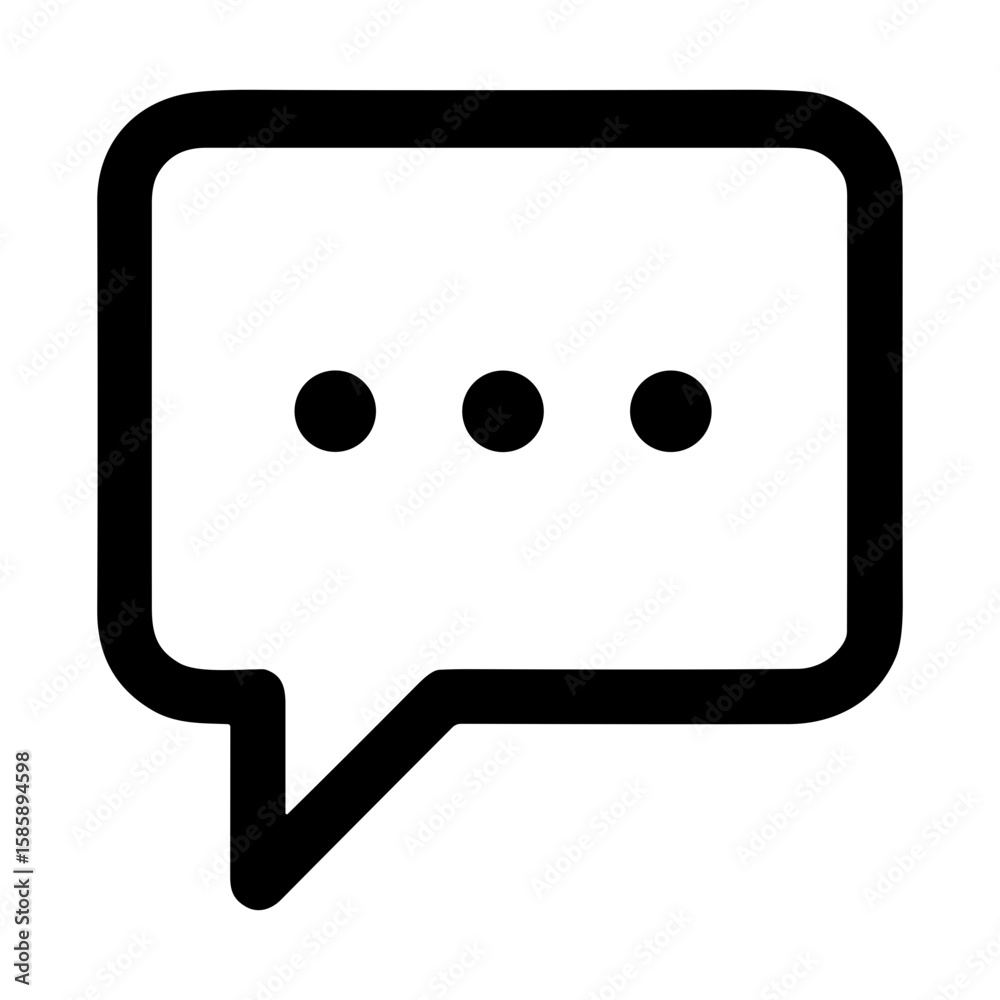 Poster simple outline speech bubble with dots message communication icon