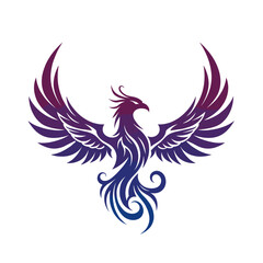 Fototapeta premium Stylized phoenix with colorful feathers in gradient design 