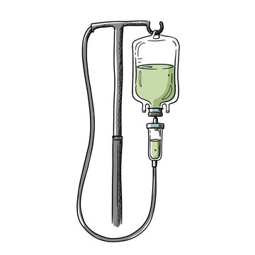 IV drip with green solution for medical treatment  