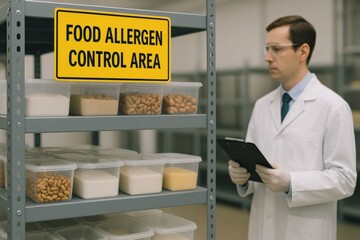 Food Allergen Control Area Industrial Storage Safety Warehouse Environment Scientific Oversight for Allergen Management