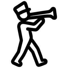Minimalist Line Drawing Marching Band Musician Playing Trumpet Outline Illustration