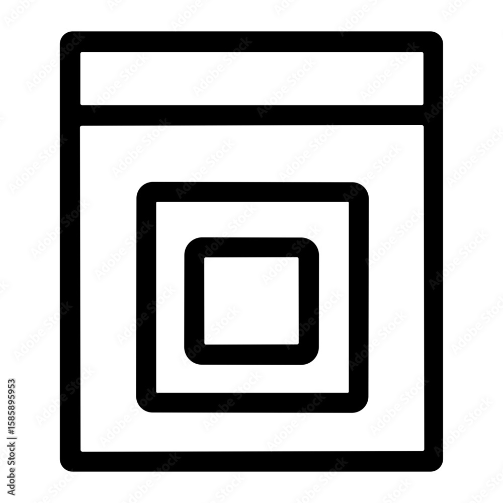 Poster line art simple content box with square shape icon element