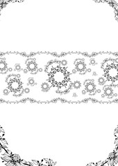 Minimalist botanical line art illustration featuring a hand-drawn flower and leaf composition in black and white. This vintage floral element is ideal for tattoo designs, wedding invitations, skincare